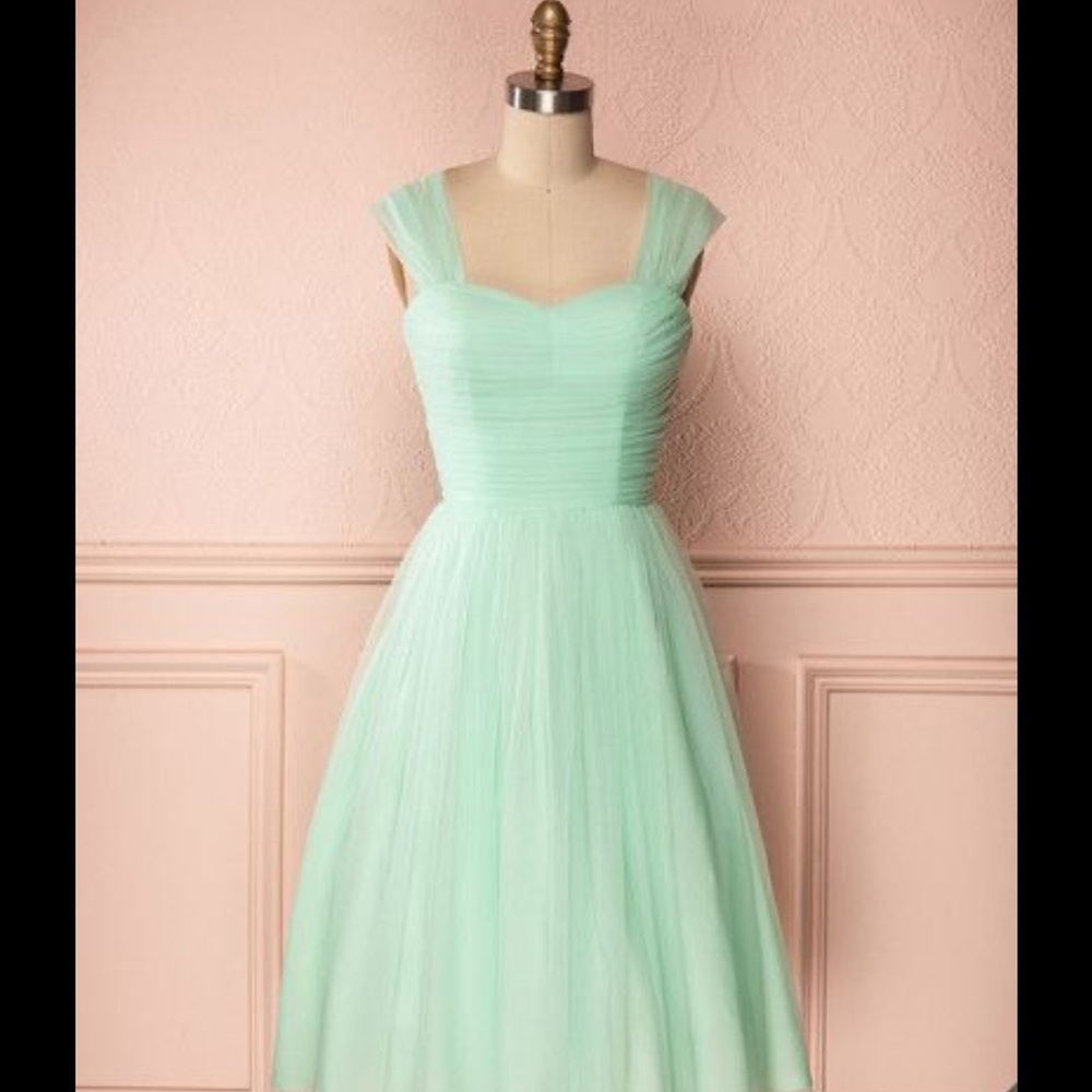 Unique Vintage Mint Green Midi Dress